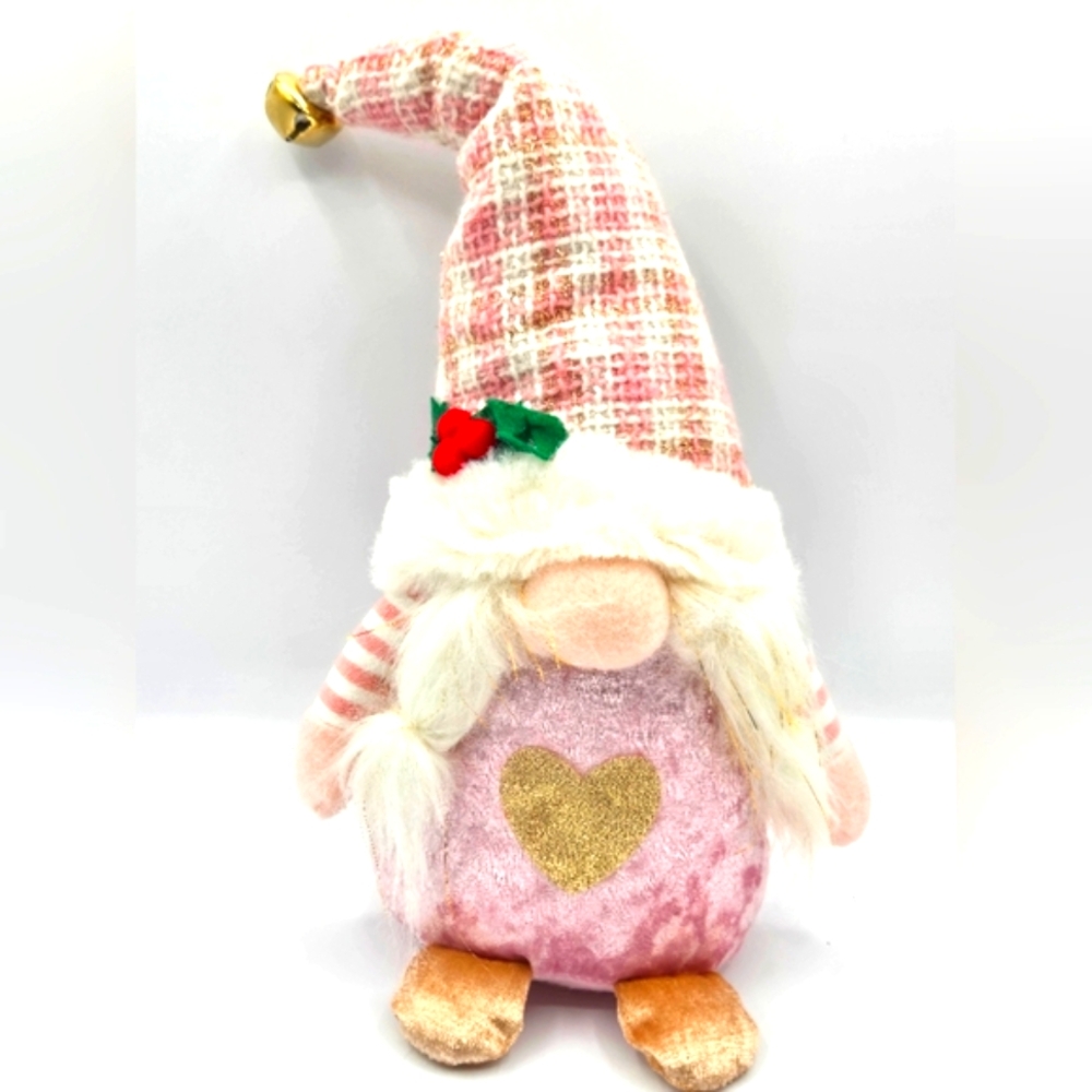 GNOME NWT Holiday Cheer Soft Pink & Gold